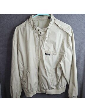 Vintage Members Only 80s Beige Jacket Cafe Racer Mens 42 Lightweight Zip Front